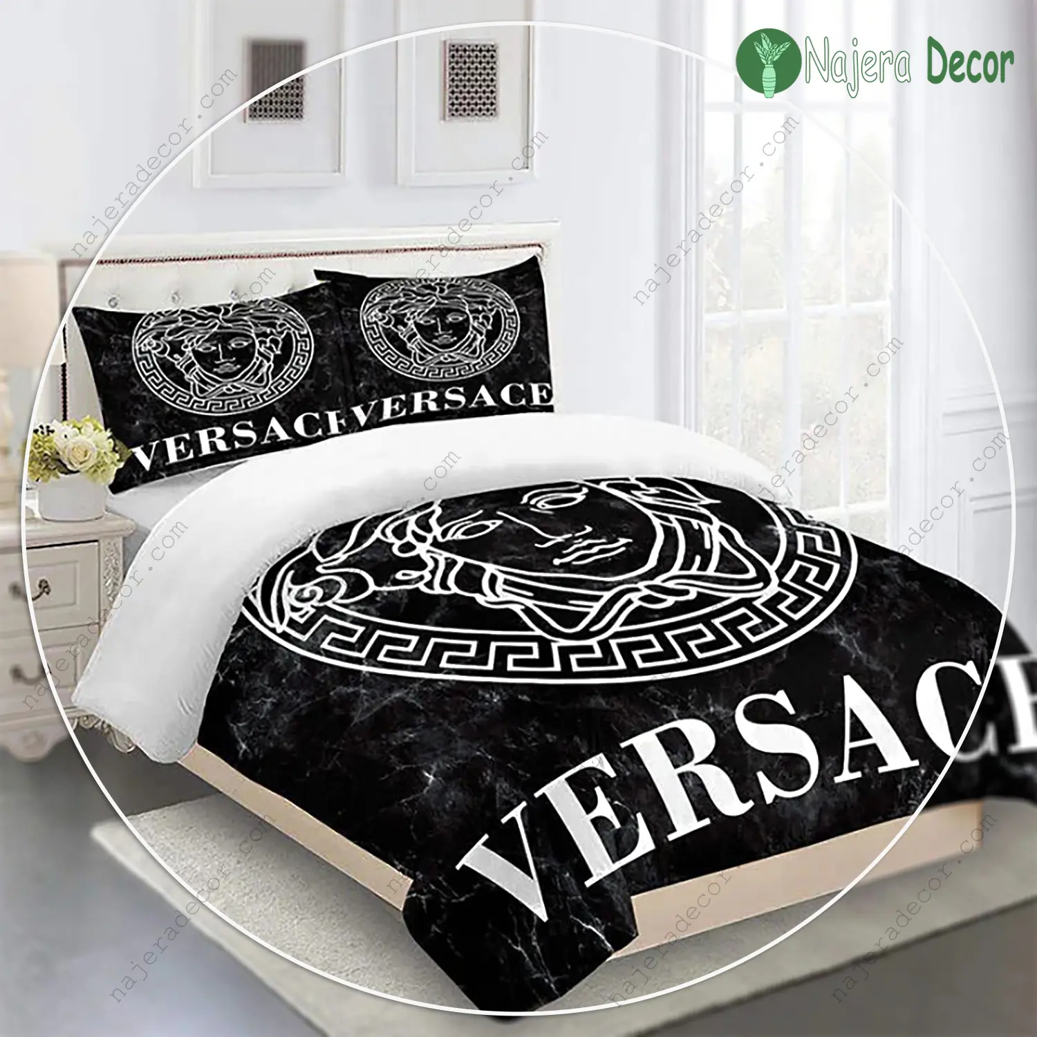 Versace medusa black luxury brand bedding set bedspread duvet cover set home decor